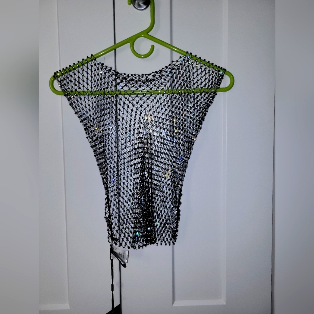 White Fox Gem Mesh Top